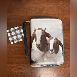 Bella Bug Leatherette Goat Clutch /Journal With Detachable Wrist Handle Zipper